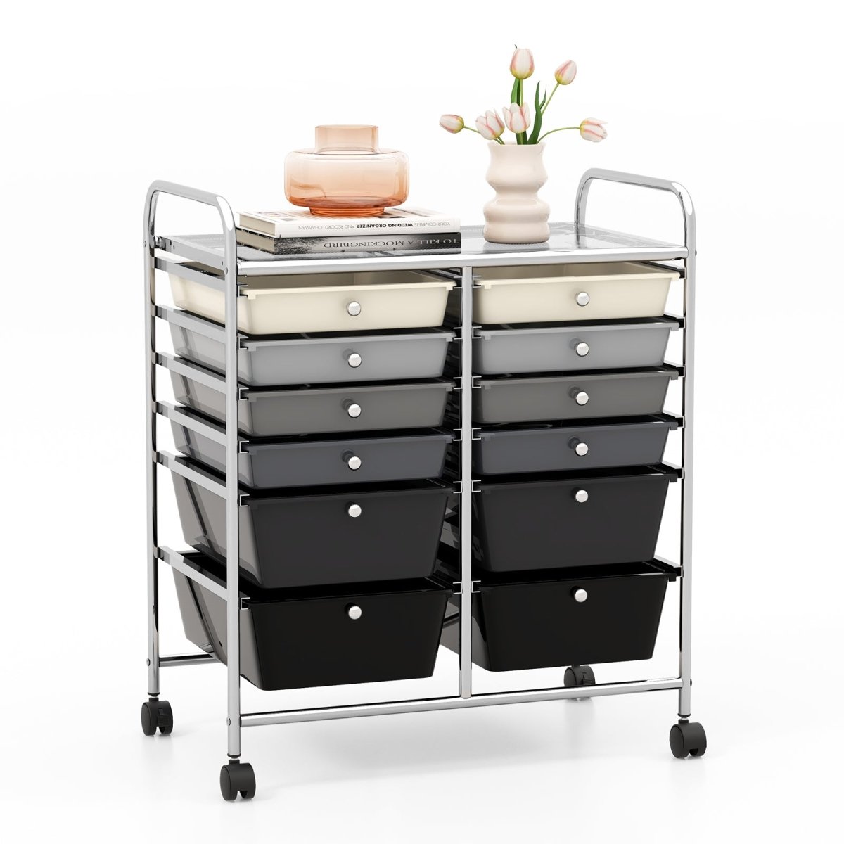 12 Storage Drawer Organizer Bins Rolling Cart - Veteran Powered