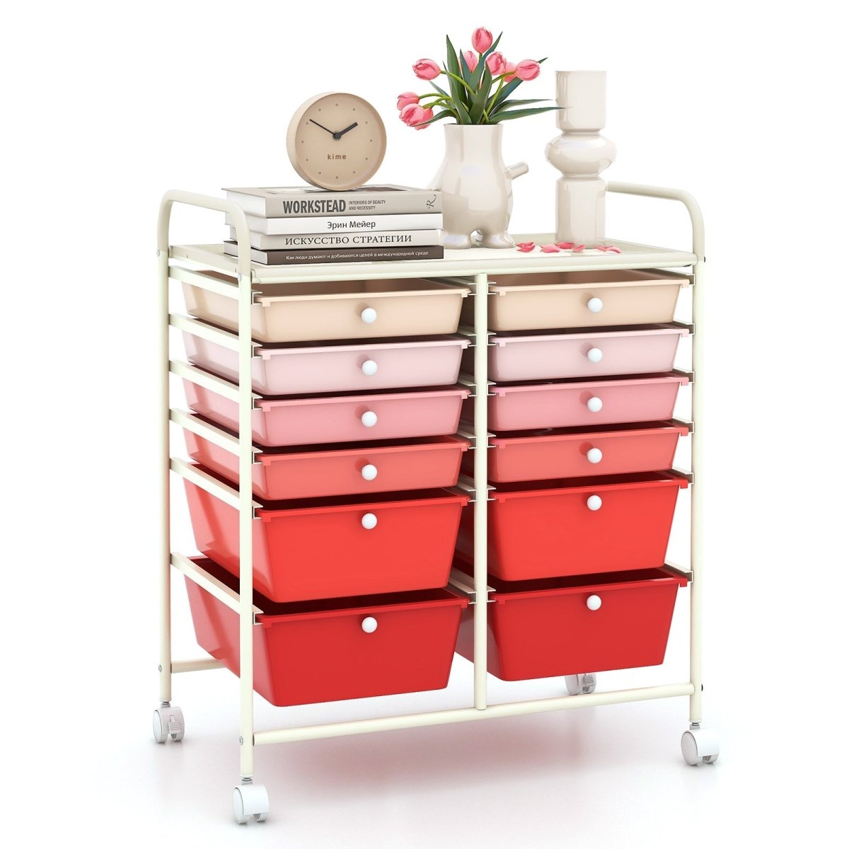 12 Storage Drawer Organizer Bins Rolling Cart - Veteran Powered
