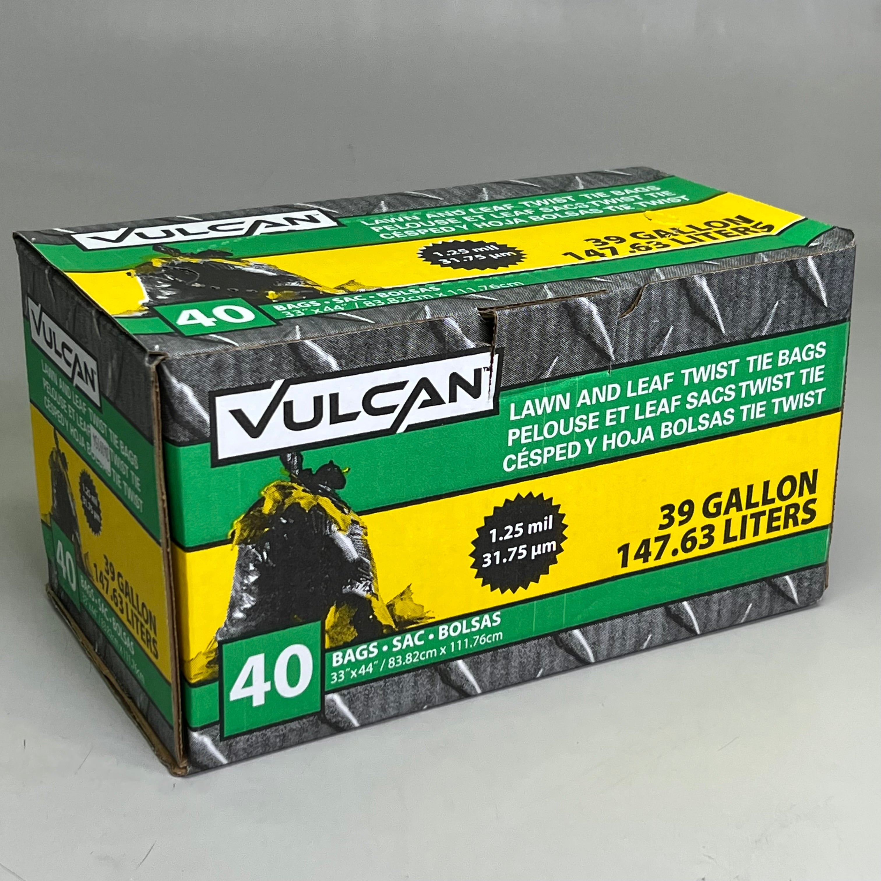 VULCAN (40 Bags) Lawn & Leaf Twist Tie Trash Bags 39 Gallon, Black
