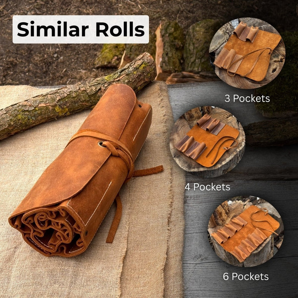 15 Pocket Leather Tool Roll - Veteran Powered