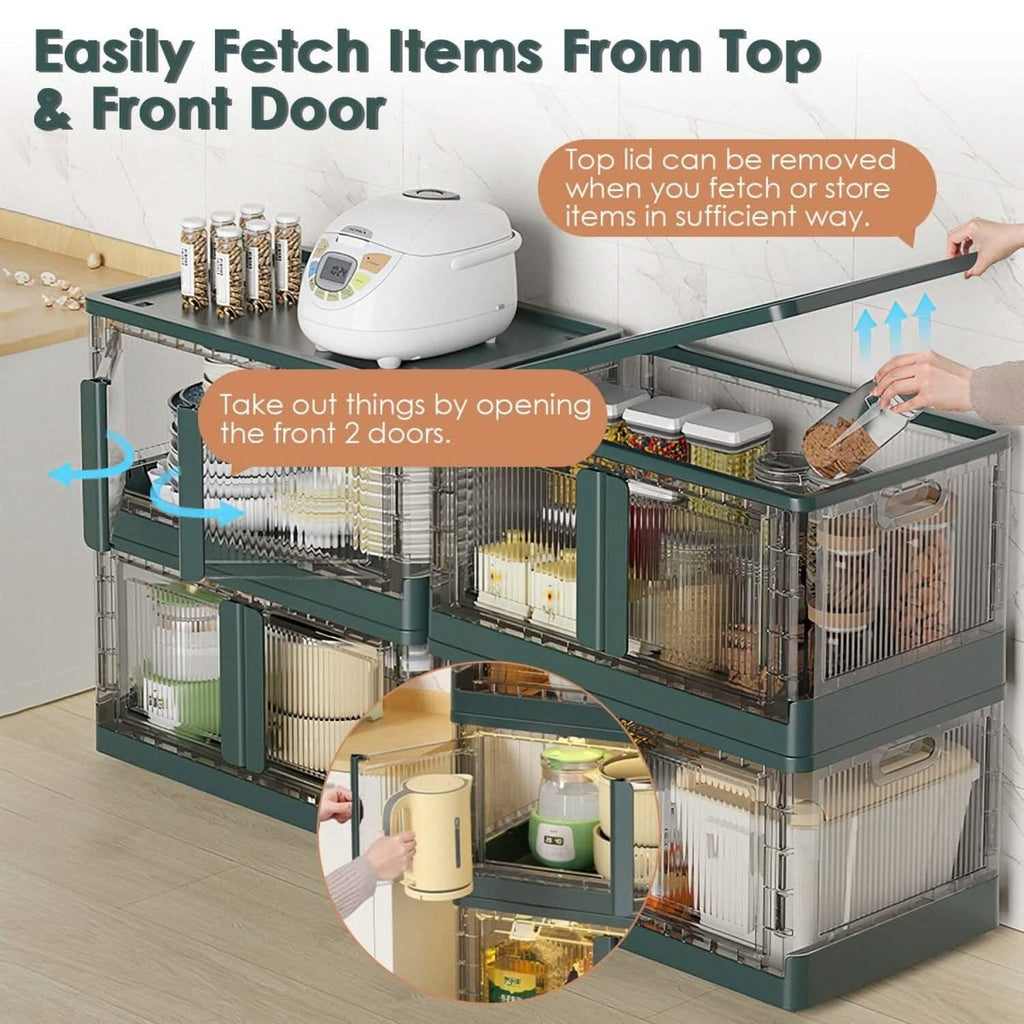 2 - Piece: Foldable Stackable Storage Bins with Lid - Veteran Powered