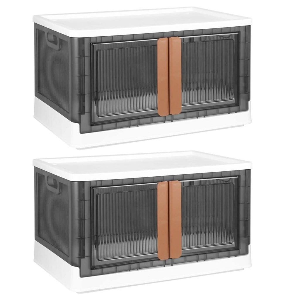 2 - Piece: Foldable Stackable Storage Bins with Lid - Veteran Powered