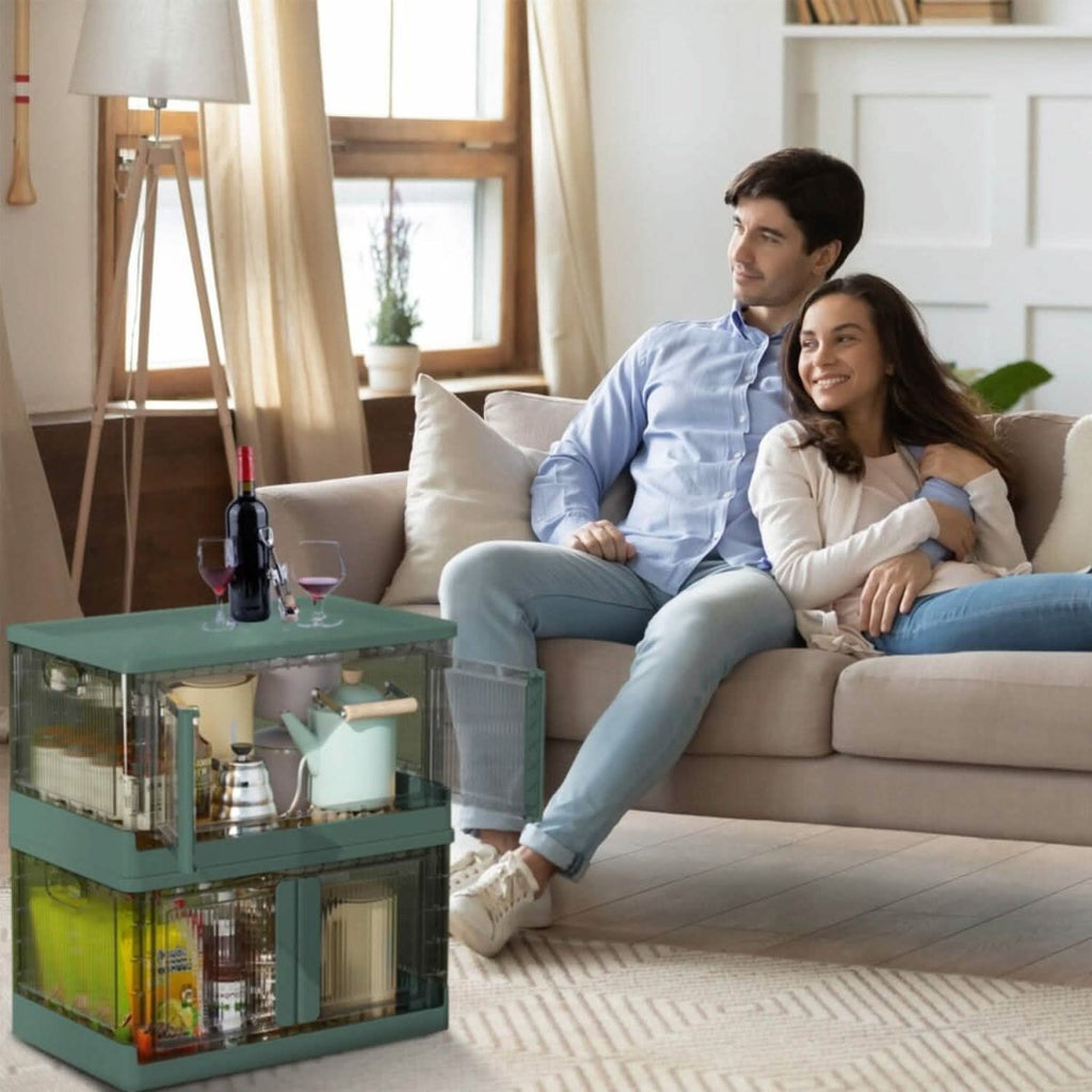 2 - Piece: Foldable Stackable Storage Bins with Lid - Veteran Powered