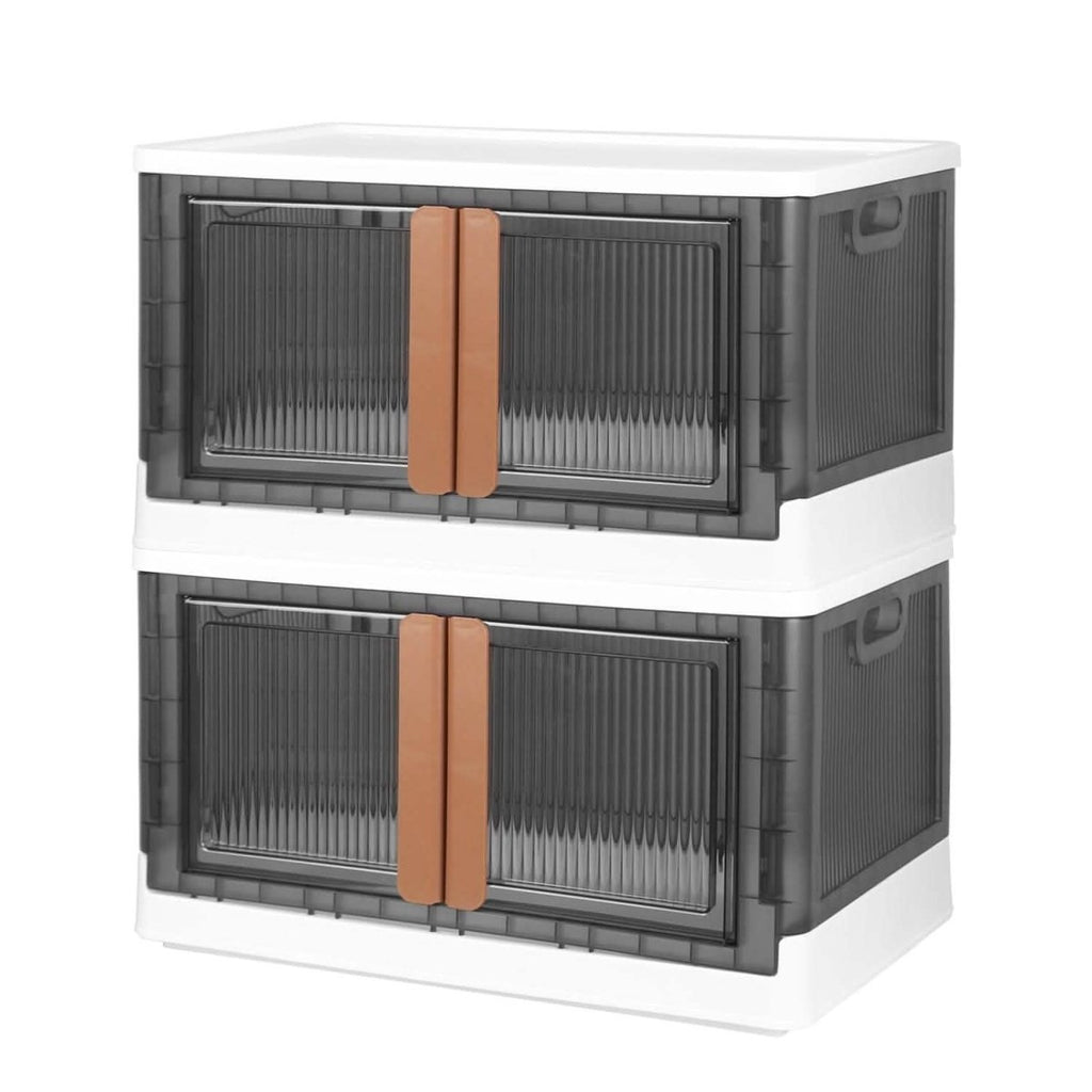 2 - Piece: Foldable Stackable Storage Bins with Lid - Veteran Powered