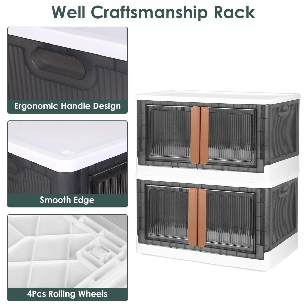 2 - Piece: Foldable Stackable Storage Bins with Lid - Veteran Powered