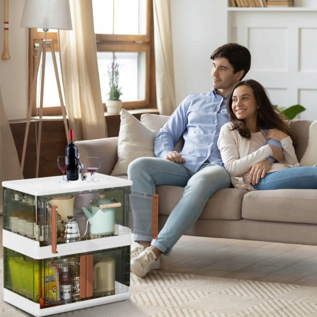 2 - Piece: Foldable Stackable Storage Bins with Lid - Veteran Powered