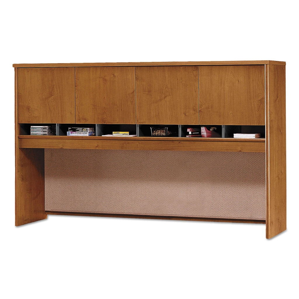 Bush Series C Collection 4 Door 72W Hutch, Box 1 of 2, 71.13w x 15.38d x 43.13h, Natural Cherry/Graphite Gray