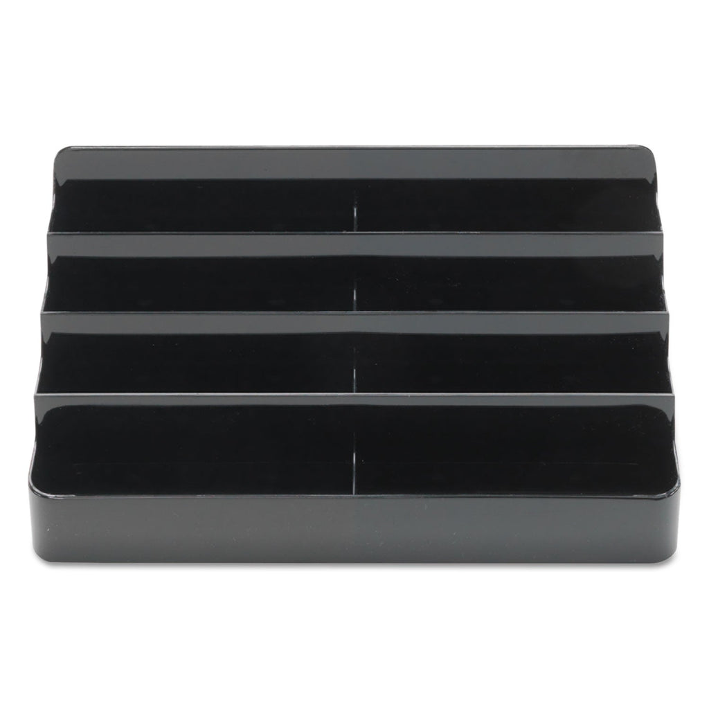 deflecto 8-Tier Recycled Business Card Holder, Holds 400 Cards, 7.88 x 3.88 x 3.38, Plastic, Black