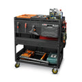 3 - Tier Adjustable Rolling Tool Cart | Garage & Workshop Organizer w/ Steel Pegboard - Veteran Powered