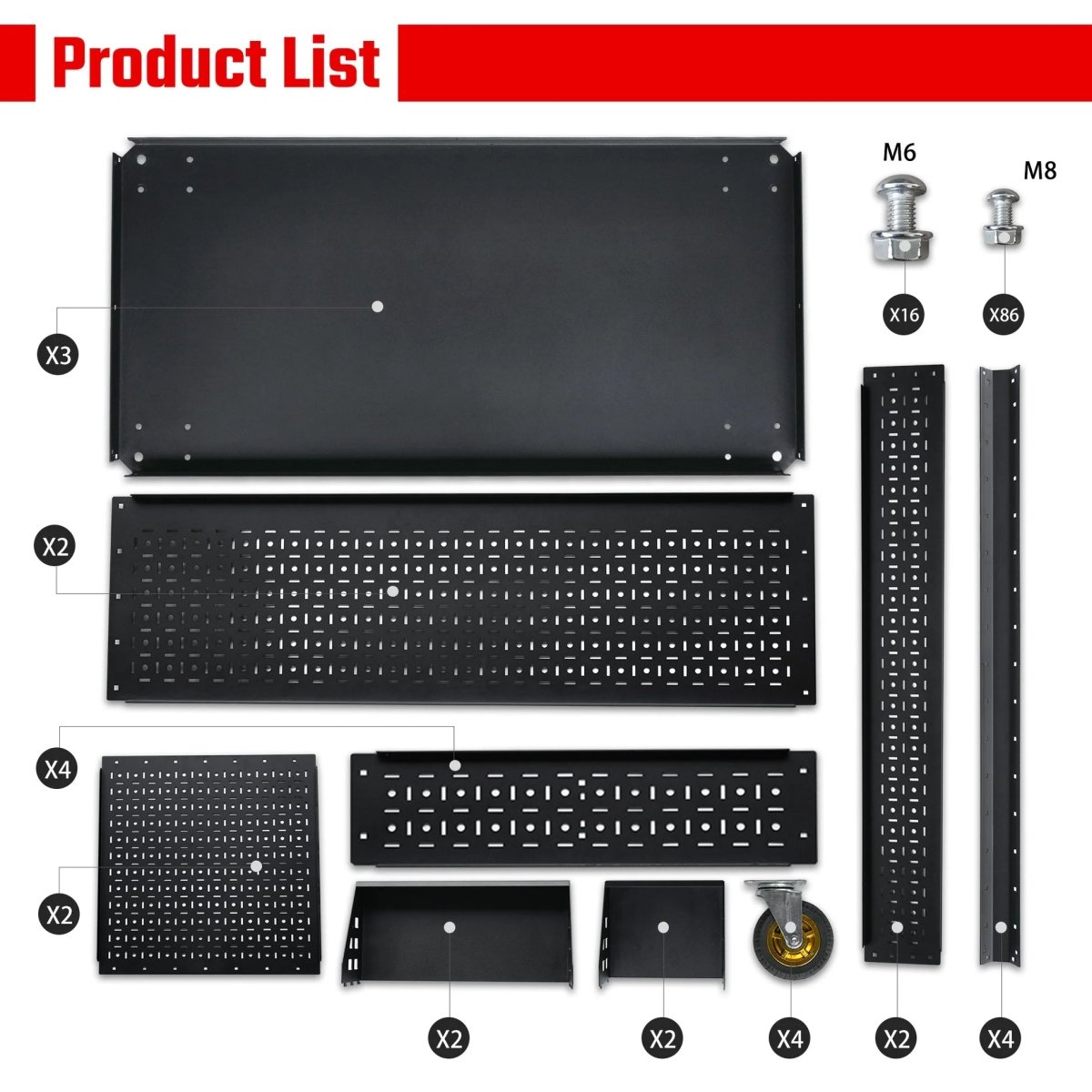 3 - Tier Adjustable Rolling Tool Cart | Garage & Workshop Organizer w/ Steel Pegboard - Veteran Powered