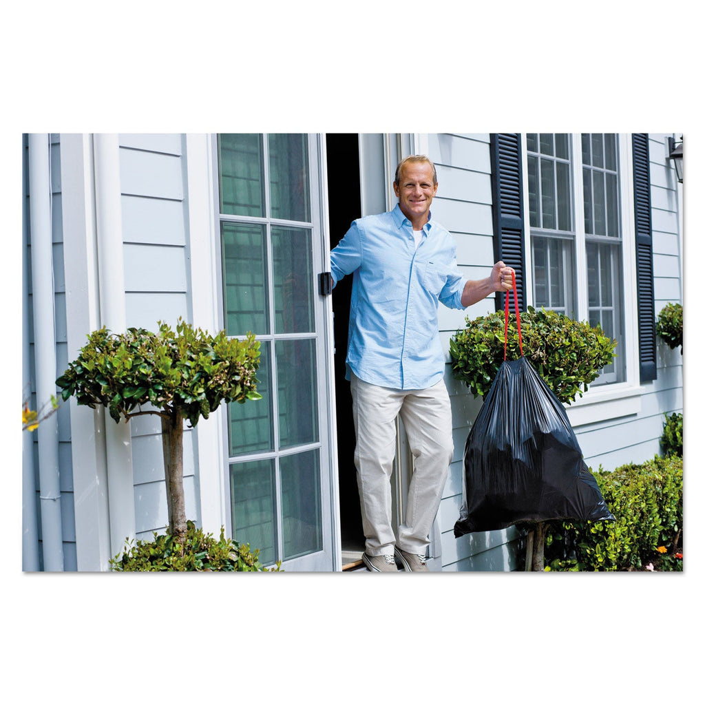 Glad Drawstring Large Trash Bags, 30 gal, 1.05 mil, 30" x 33", Black, 15/Box