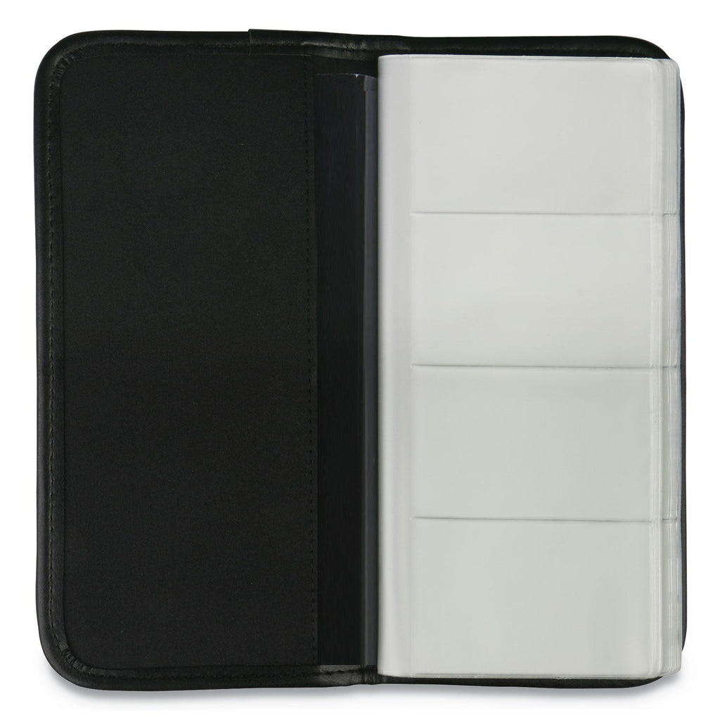 Universal Business Card Holder, Holds 160 3.5 x 2 Cards, 4.75 x 10.13, Vinyl, Black