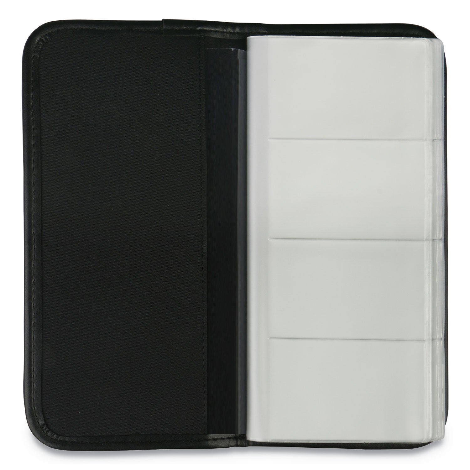 Universal Business Card Holder, Holds 160 3.5 x 2 Cards, 4.75 x 10.13, Vinyl, Black