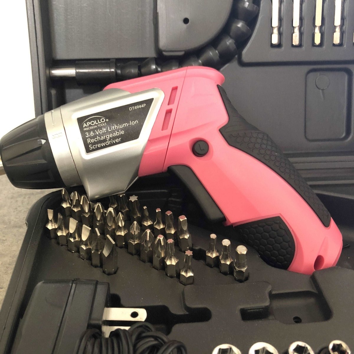 3.6 Volt Lithium - Ion Rechargeable Screwdriver with 45 Piece Accessory Set - Pink DT4944P - Veteran Powered