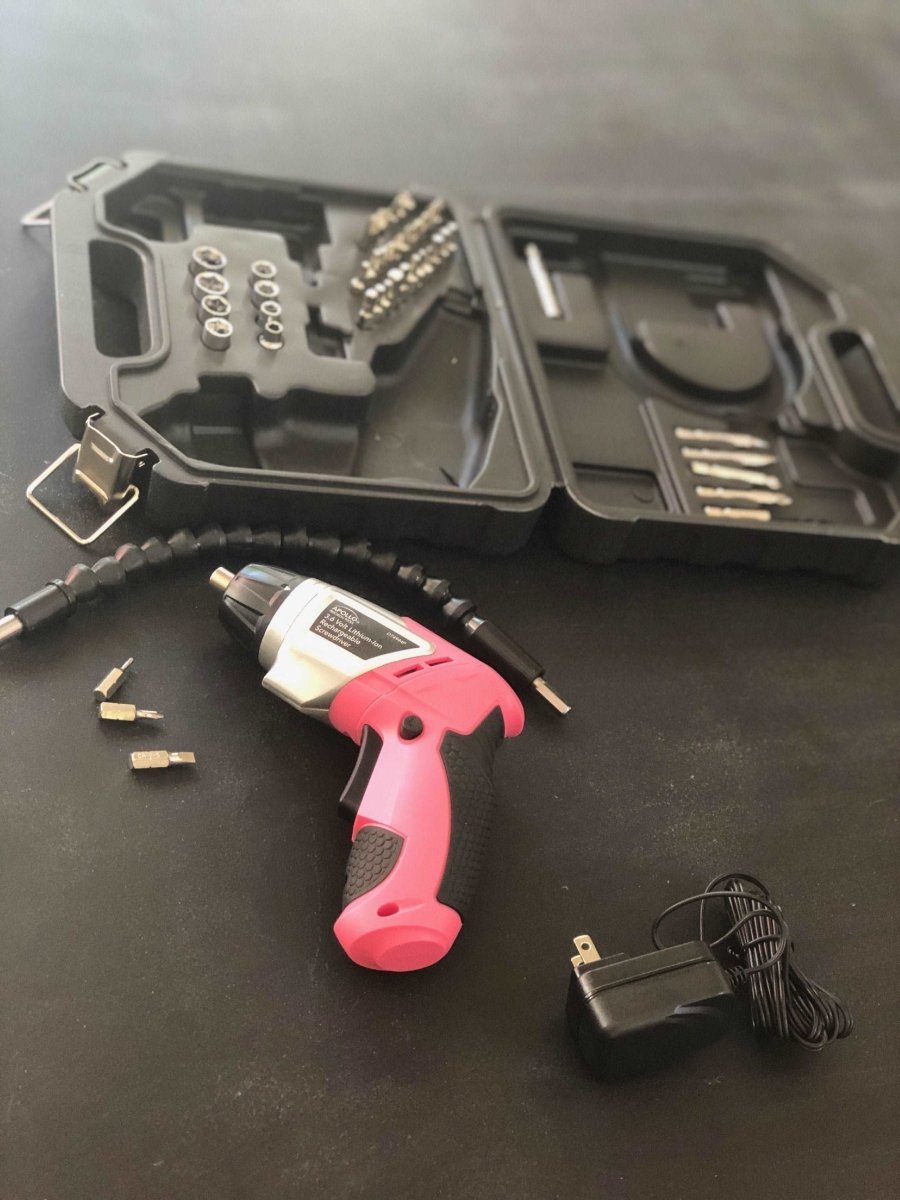 3.6 Volt Lithium - Ion Rechargeable Screwdriver with 45 Piece Accessory Set - Pink DT4944P - Veteran Powered