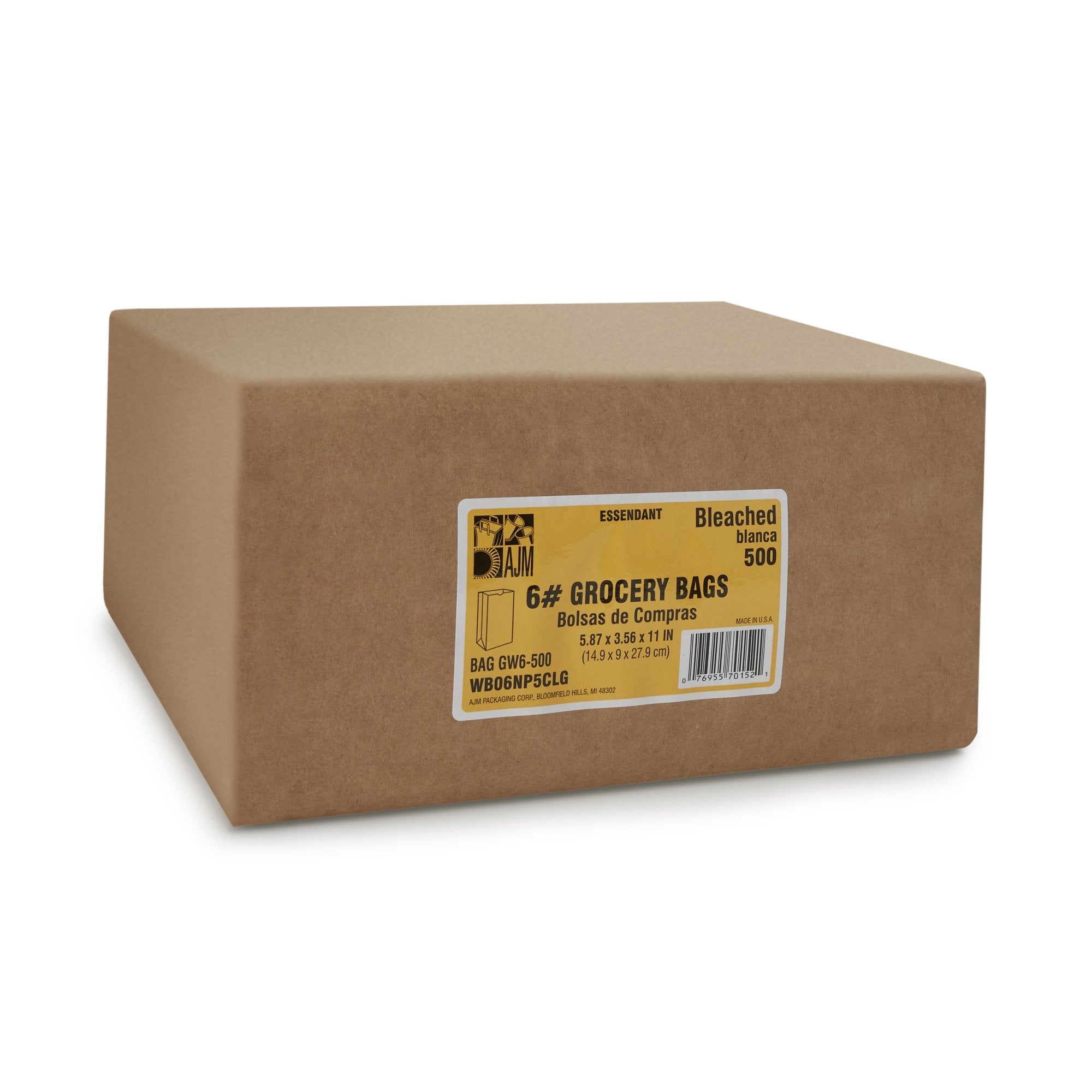 General Supply White Grocery Bag, Size 6 BAGGW6500