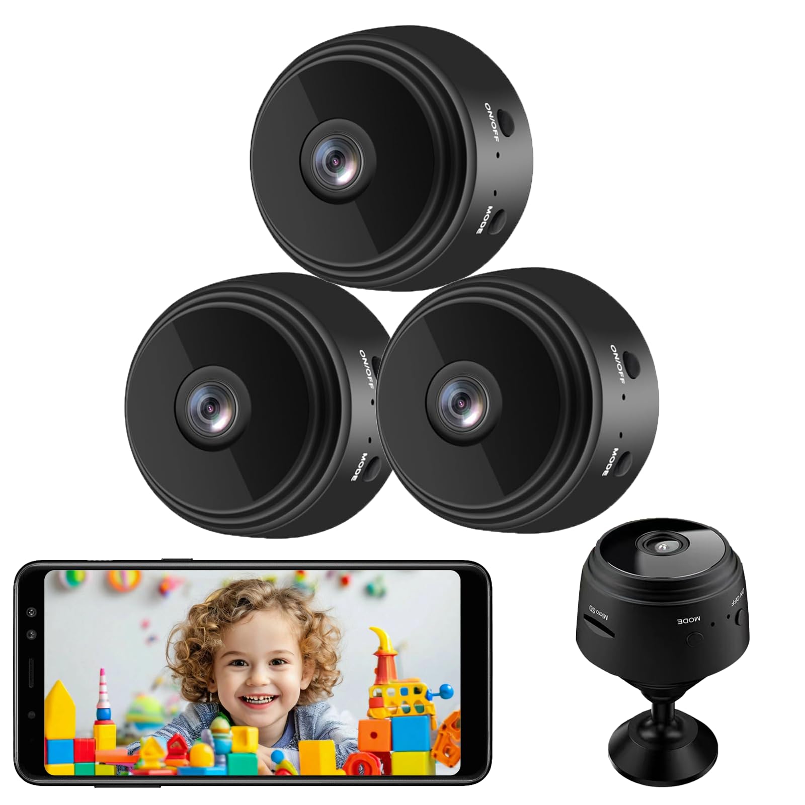 senri 3 Pack 1080P HD WiFi Mini Security Cameras Indoor Outdoor