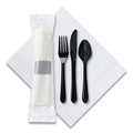 Hoffmaster CaterWrap Cater to Go Express Cutlery Kit, Fork/Knife/Spoon/Napkin, Black, 100/Carton