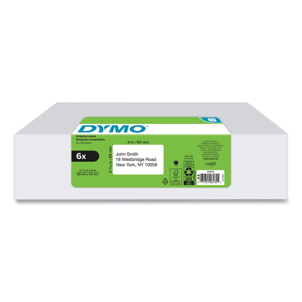 DYMO LW Shipping Labels, 2.31" x 4", White, 300 Labels/Roll, 6 Rolls/Pack