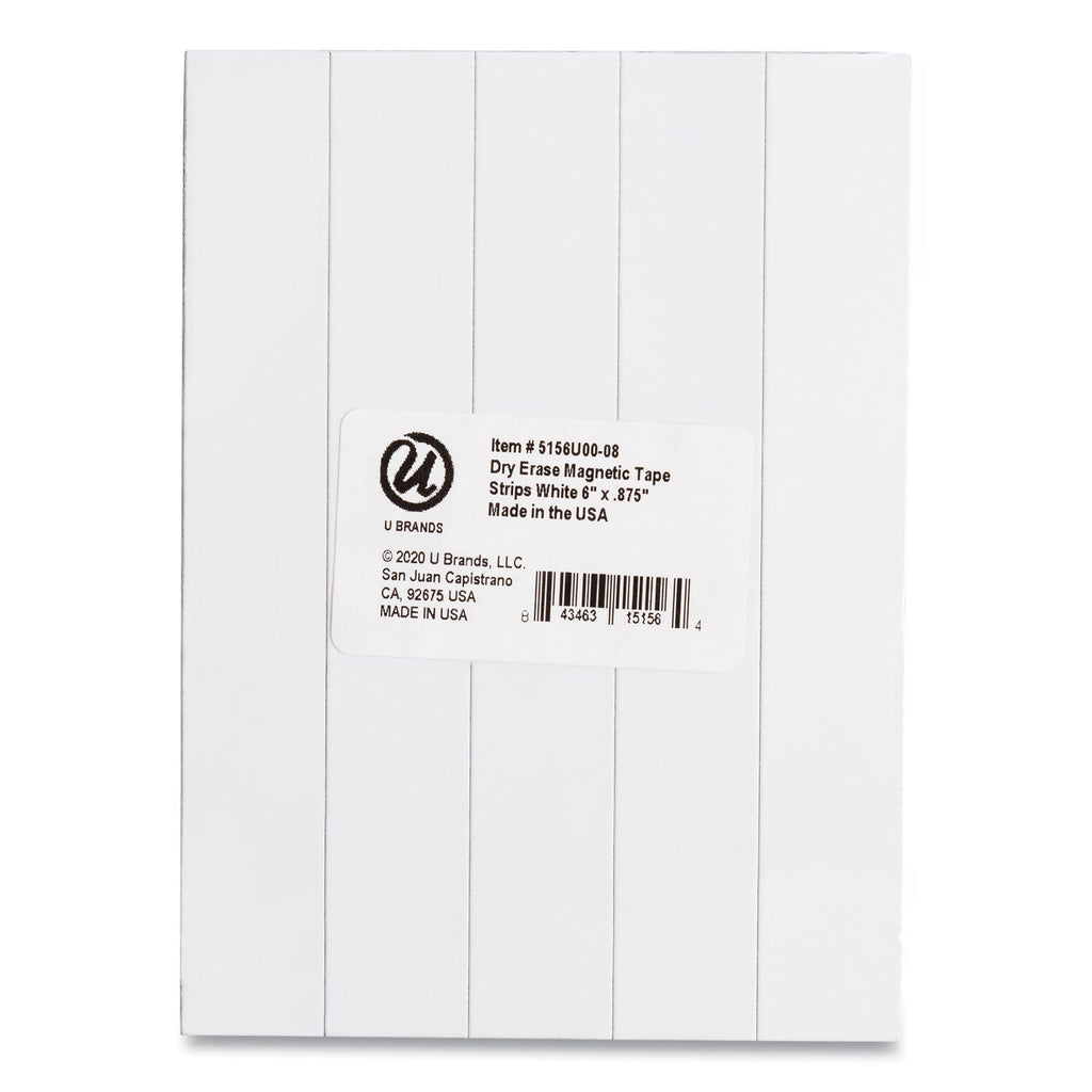 U Brands Dry Erase Magnetic Tape Strips, 6" x 0.88", White, 25/Pack