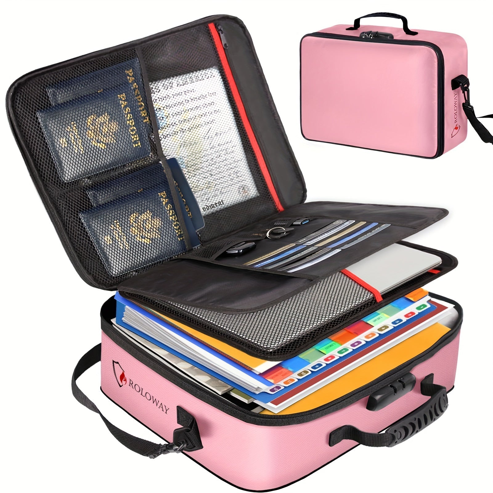 Fireproof Document Bag with Lock  Reflective Strip