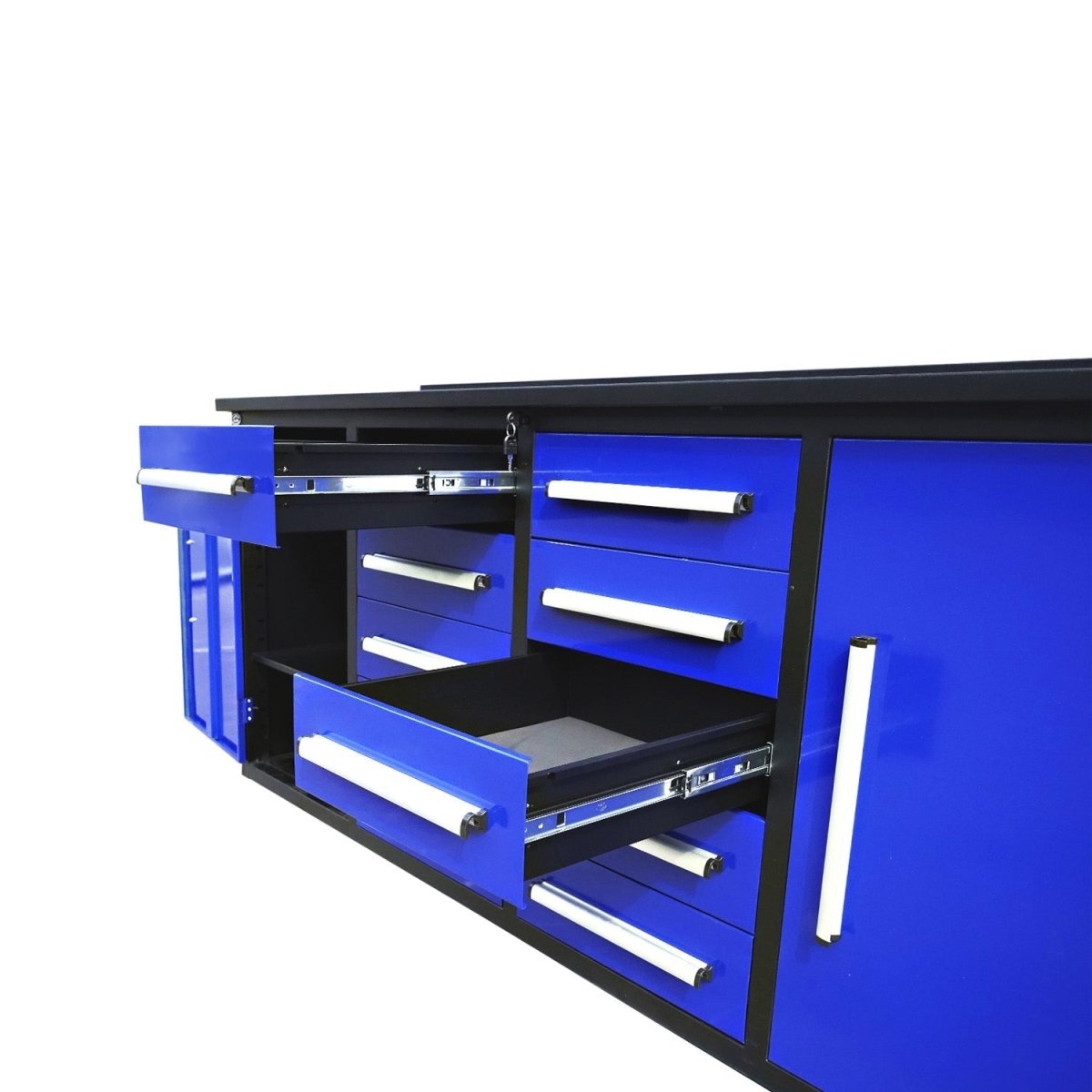 7ft Heavy Duty Workbench with 10 Drawers & 2 Cabinets - Veteran Powered
