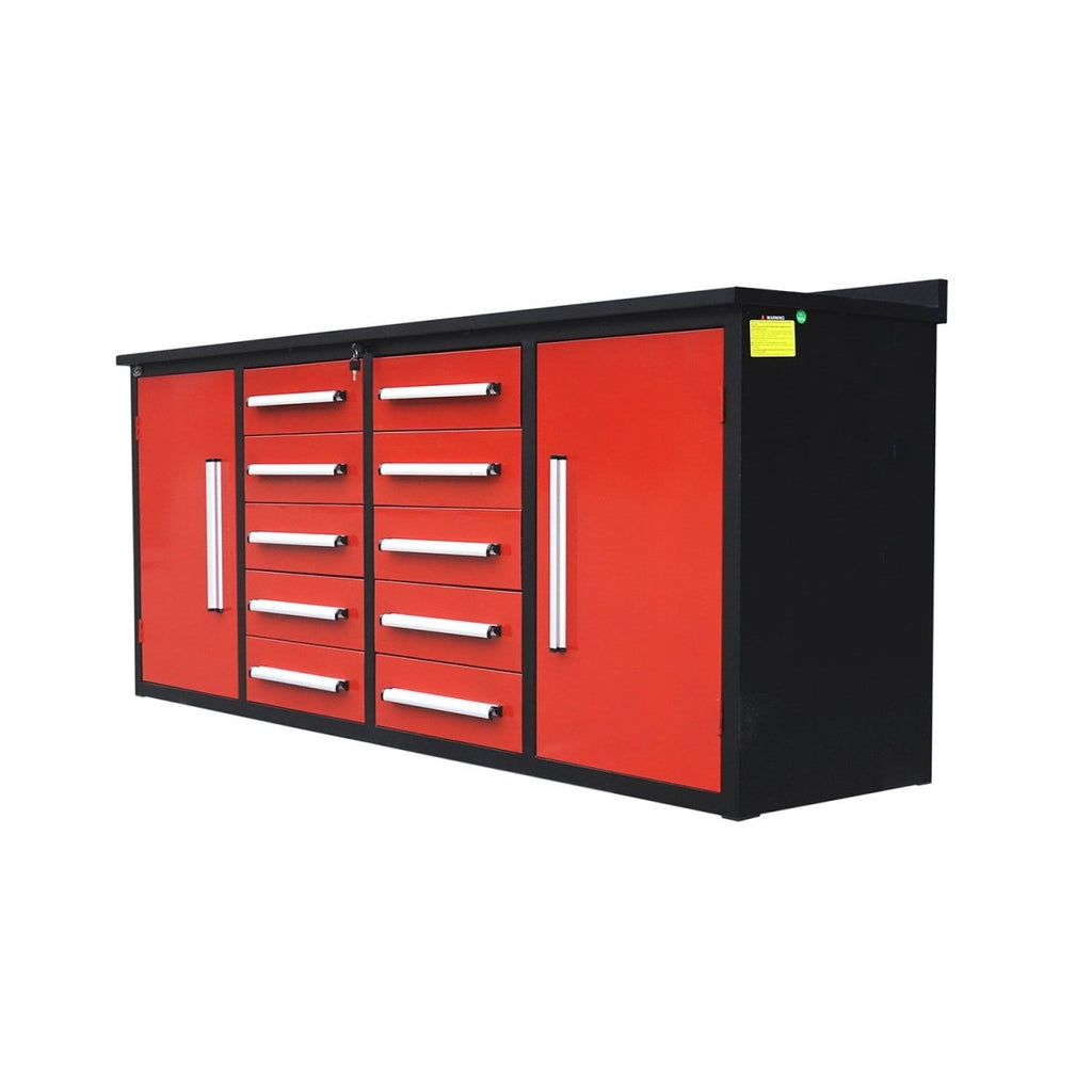 7ft Heavy Duty Workbench with 10 Drawers & 2 Cabinets - Veteran Powered