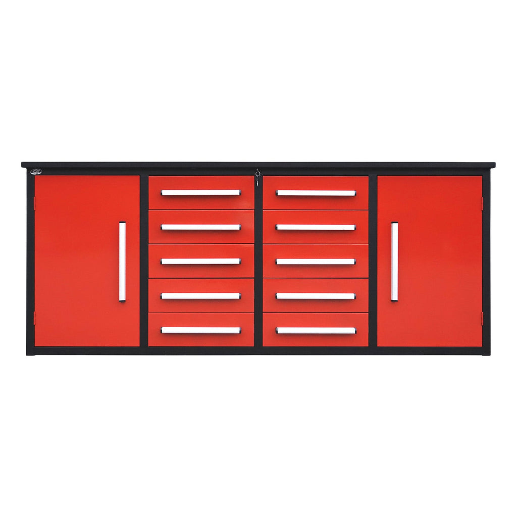 7ft Heavy Duty Workbench with 10 Drawers & 2 Cabinets