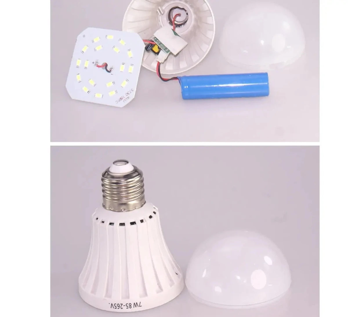 7W LED Emergency Light Bulbs - Rechargeable & Energy Saving - Veteran Powered
