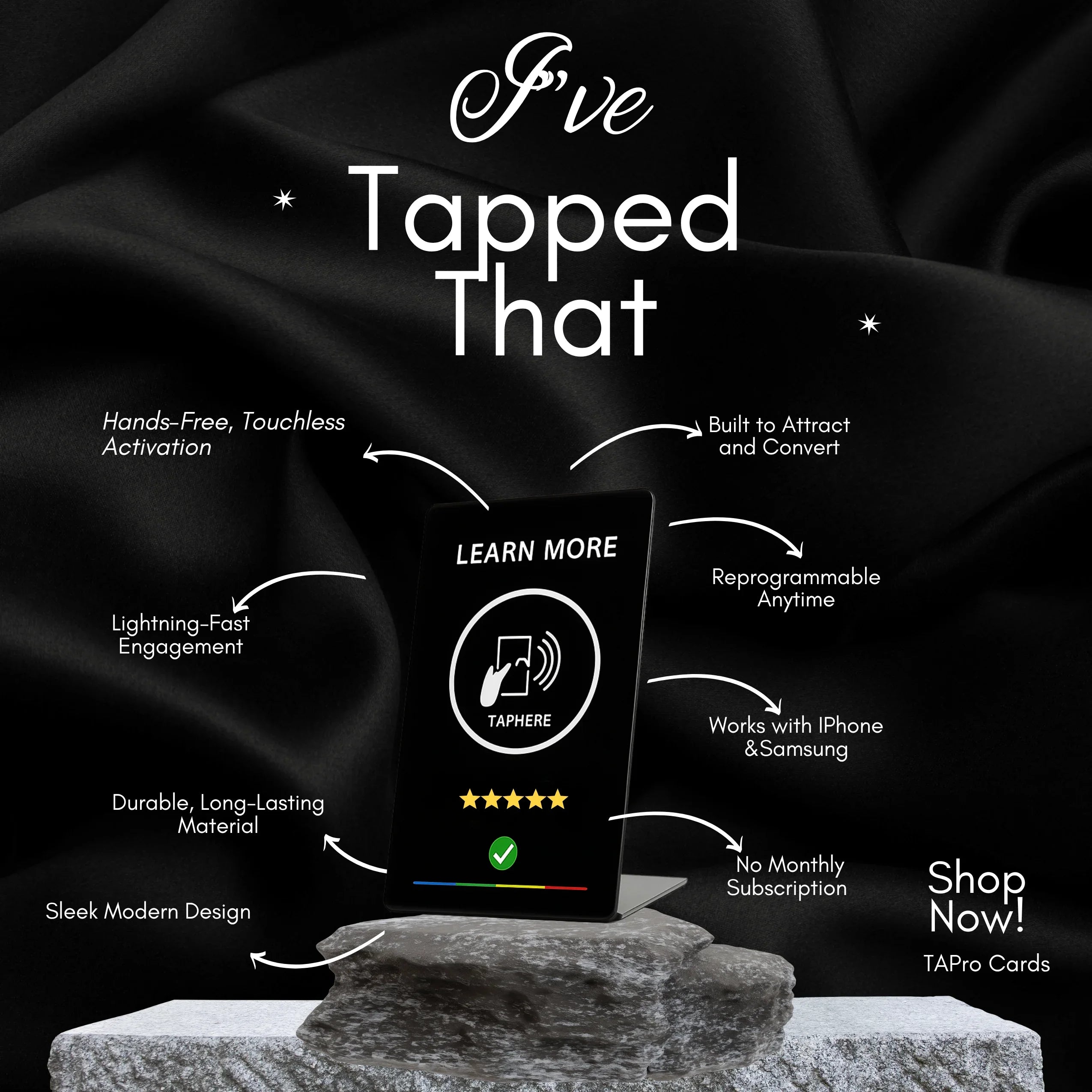 NFC Programmable Stand for Menus, Reviews, Bookings & Multi-Link Hubs (Tap to Any Link