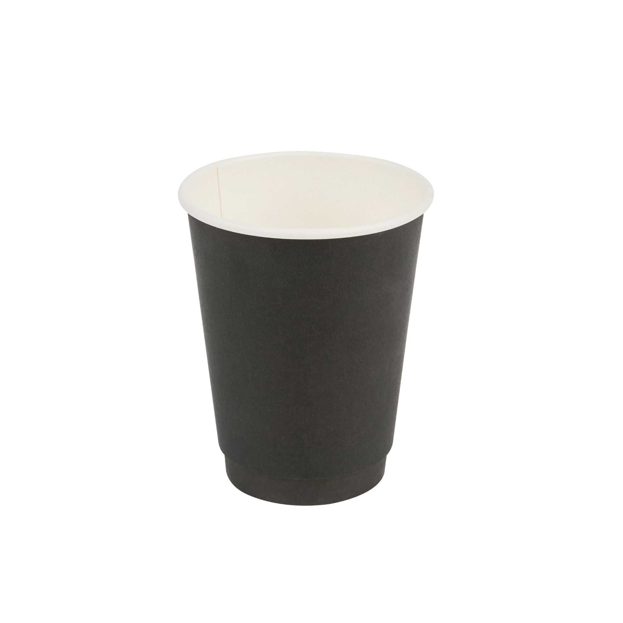 12 oz Black Paper Coffee Cup - Double Wall - 3 1/2" x 3 1/2" x 4 1/4" - 500 count box