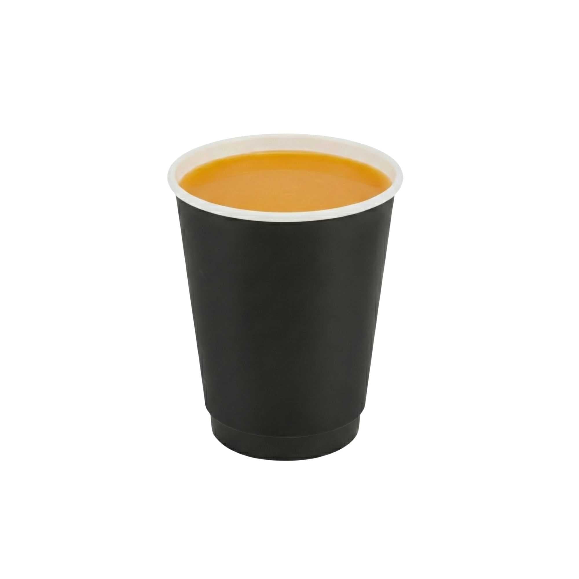 12 oz Black Paper Coffee Cup - Double Wall - 3 1/2" x 3 1/2" x 4 1/4" - 500 count box