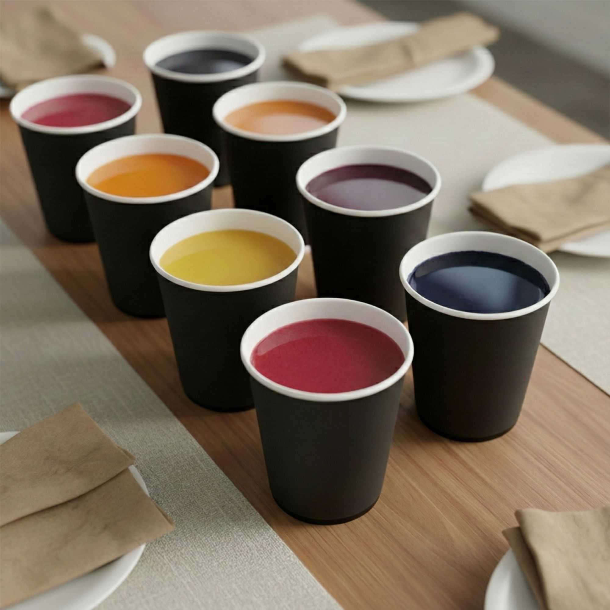 12 oz Black Paper Coffee Cup - Double Wall - 3 1/2" x 3 1/2" x 4 1/4" - 500 count box
