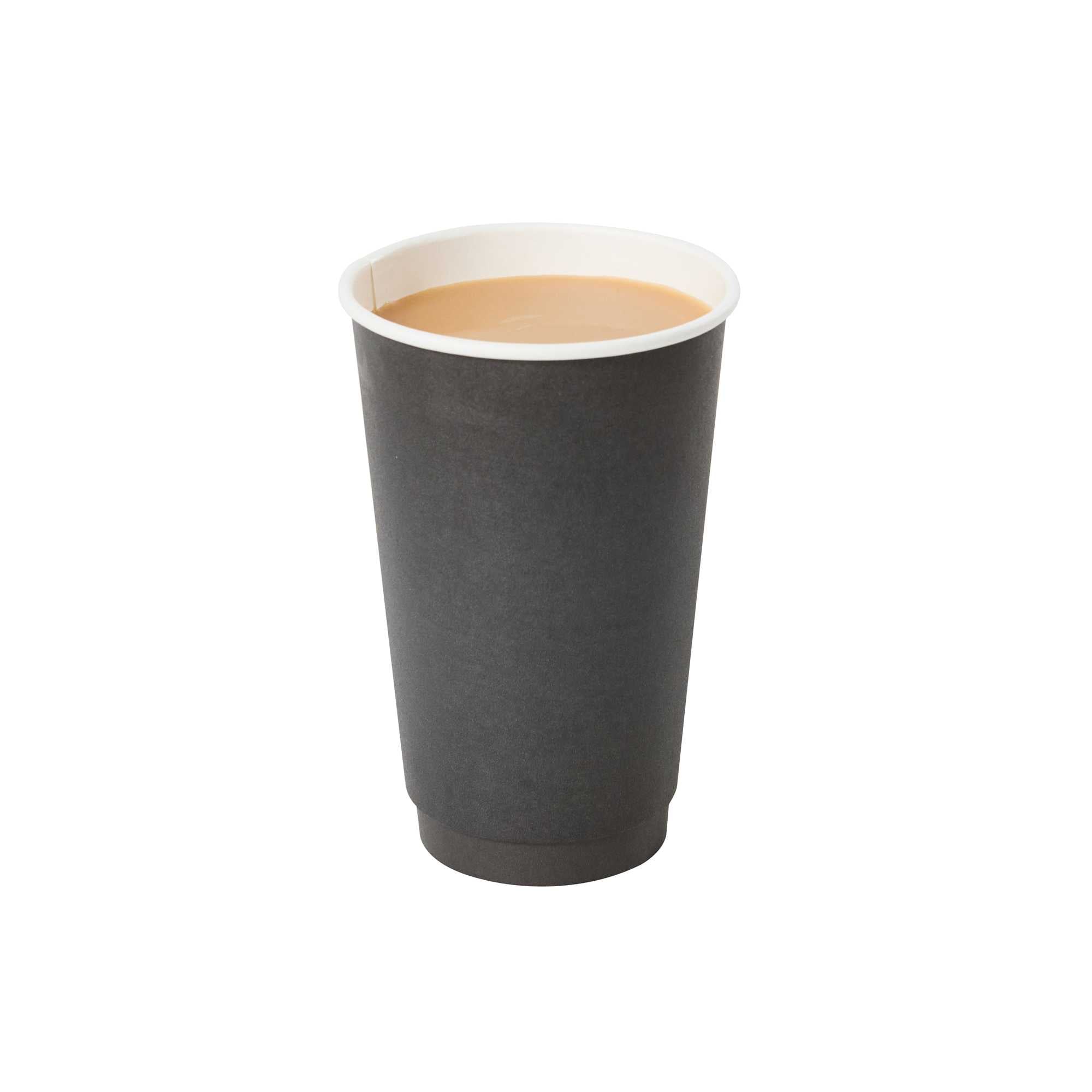 Restpresso 16 oz Black Paper Coffee Cup - Double Wall - 3 1/2" x 3 1/2" x 5 1/2" - 500 count box