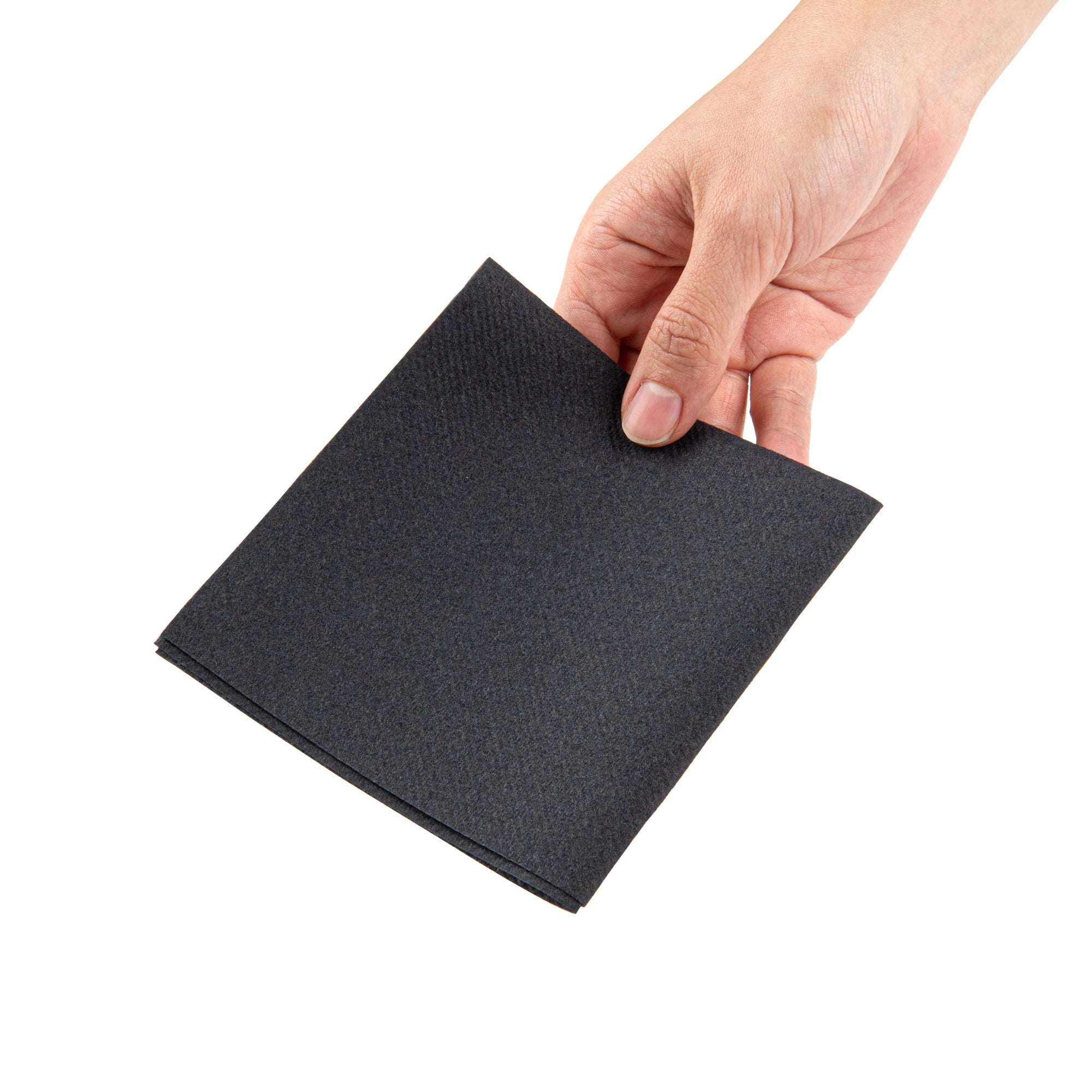 Luxenap Square Black Paper Linen-Feel Cocktail Napkin - Air Laid - 9 1/2" x 9 1/2" - 1600 count box