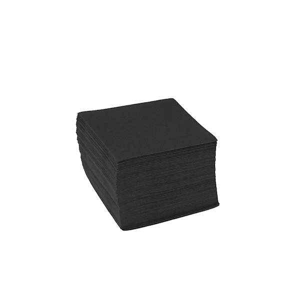 Luxenap Square Black Paper Linen-Feel Cocktail Napkin - Air Laid - 9 1/2" x 9 1/2" - 1600 count box