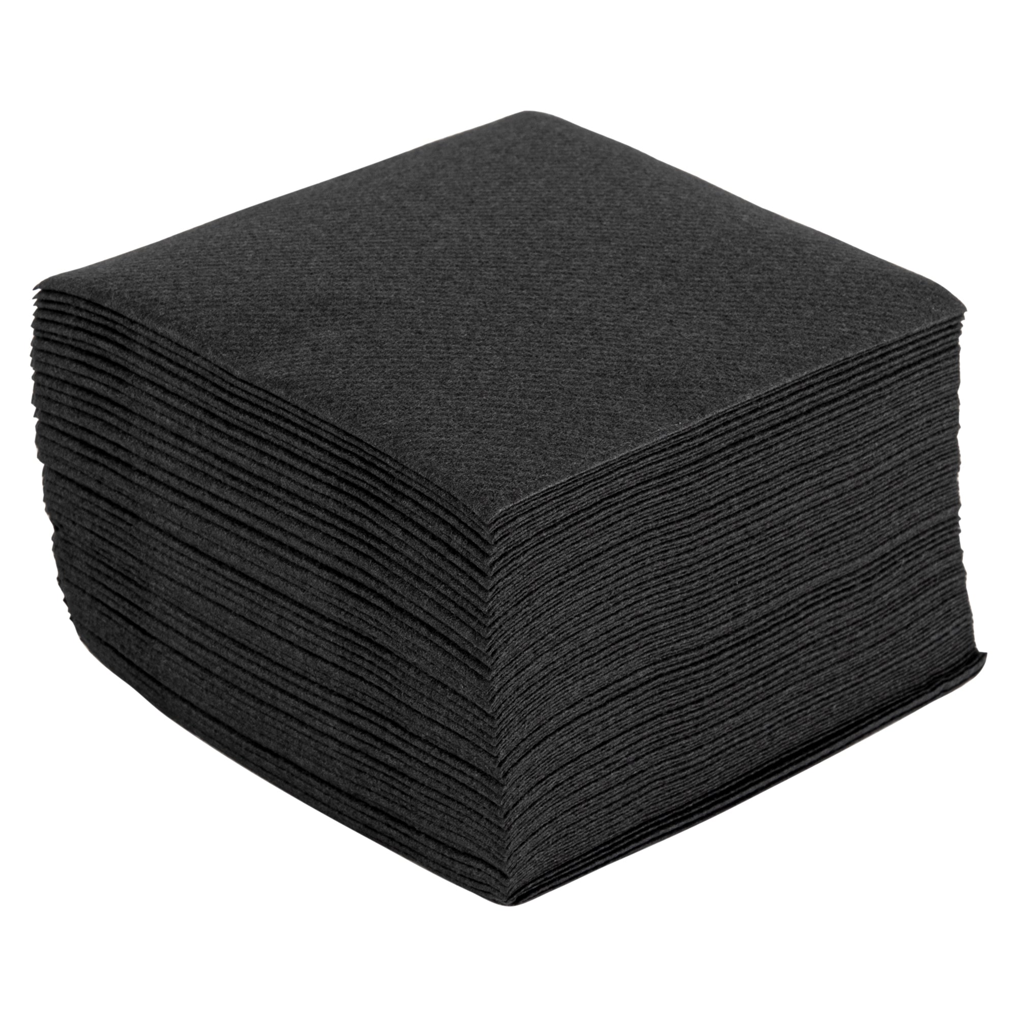 Luxenap Square Black Paper Linen-Feel Cocktail Napkin - Air Laid - 9 1/2" x 9 1/2" - 1600 count box