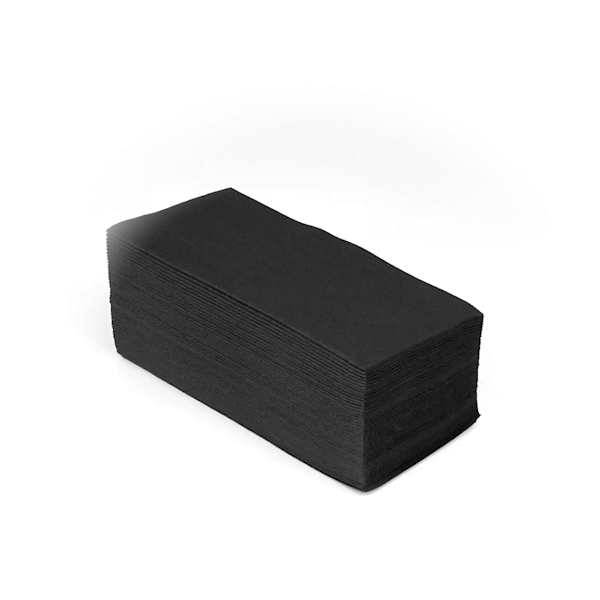 Luxenap Rectangle Black Paper Linen-Feel Guest Towel / Napkin - Air Laid - 15 3/4" x 7 3/4" - 600 count box