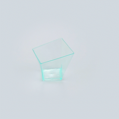 Mini Serve 2 oz Square Seagreen Plastic Girata Dessert Dish - 2" x 2" x 1 3/4" - 100 count box