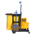RW Clean Black Plastic Heavy-Duty Janitor Cart - 3 Shelves, 20 gal Nylon Bag, Hinged Lid - 44 1/4" x 20" x 37 3/4" - 1 count box
