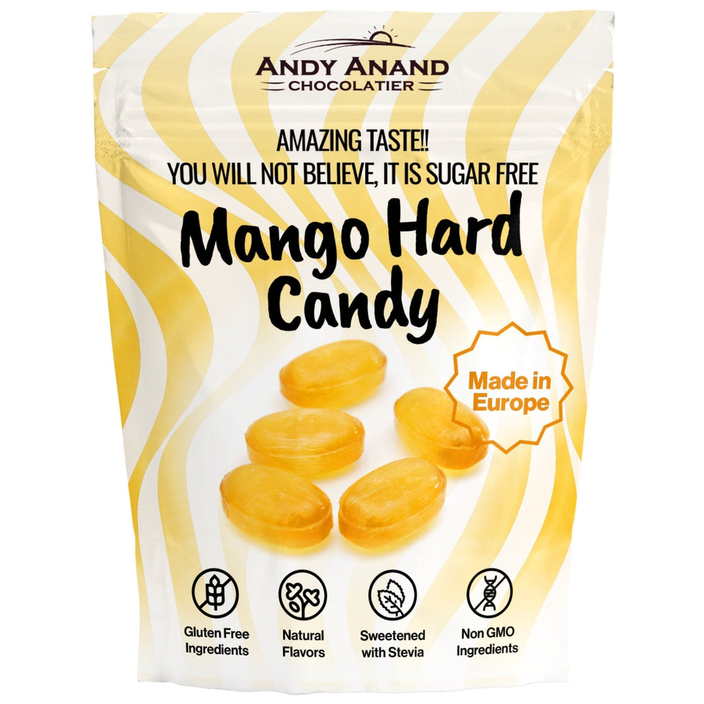 Andy Anand Sugar-Free Mango Hard Candy, 7 oz – European Imported, Stevia Sweetened, Keto & Diabetic-Friendly Gourmet Snack Gift Box