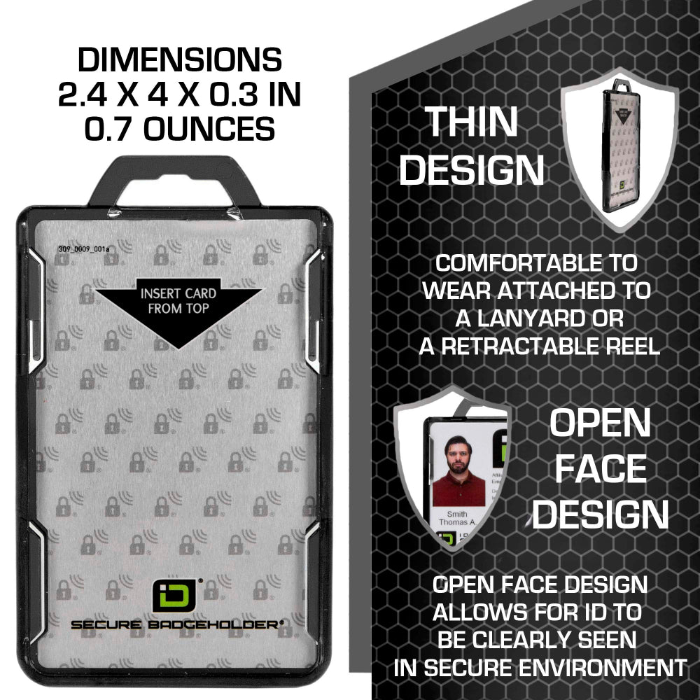 Secure Badge Holder Duolite ® Vertical 2 ID Card Holder, Retractable Reel, and Lanyard Bundle