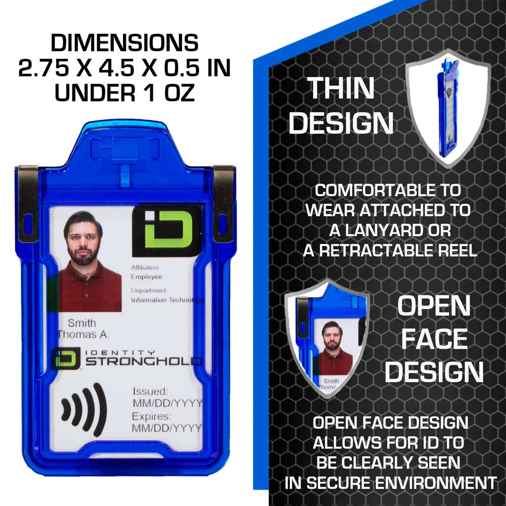 Secure Badge Holder Classic, Vertical 1 ID Card Holder, Retractable Reel, and Lanyard Bundle