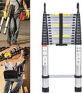 DayPlus 5M Telescopic Ladder with hooks,16.5FT Multi - Purpose Folding Aluminium Foldable Ladder Extension Loft Ladder,330lb EN131 - Veteran Powered