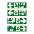 Fire Exit Arrow Glow Sign PVC Board Pack of 4