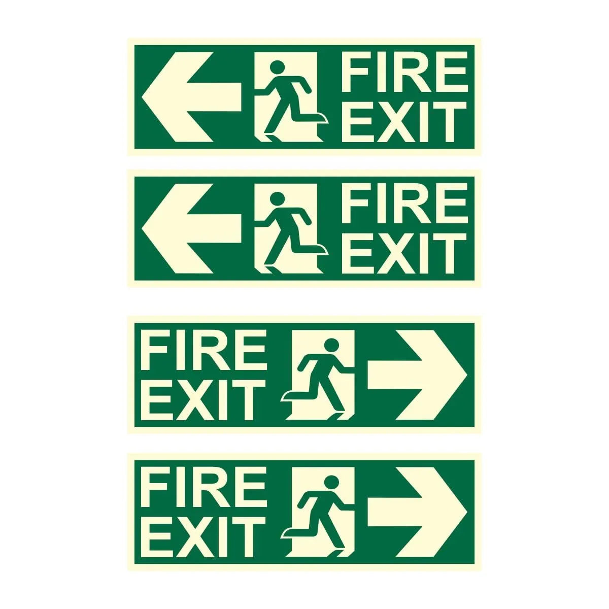 Fire Exit Arrow Glow Sign PVC Board Pack of 4