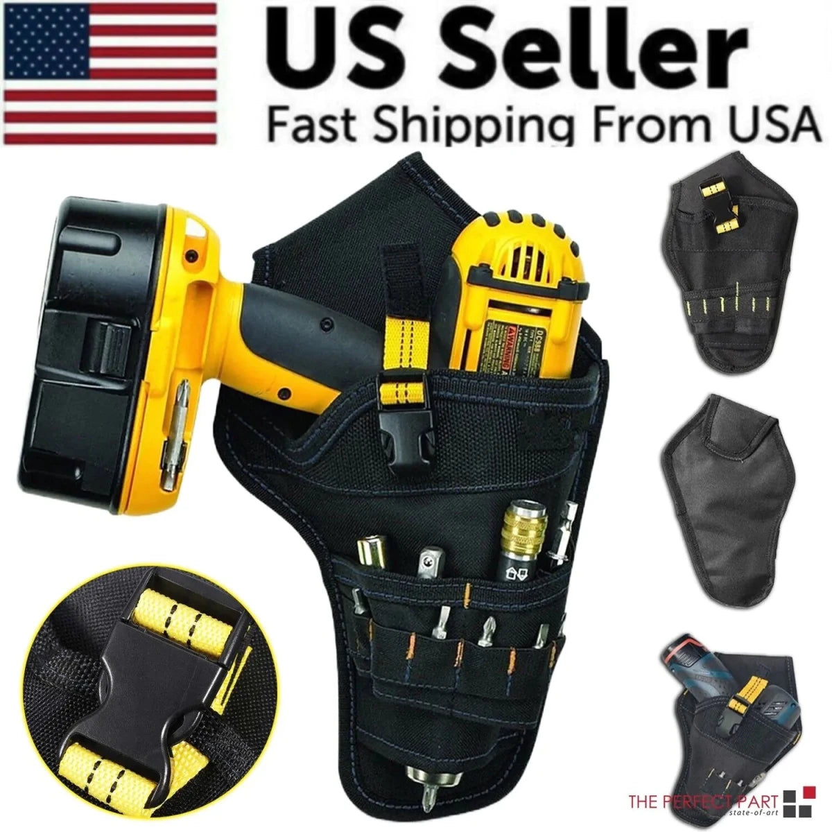 Heavy Duty Drill Holster Tool Belt Pouch Bit Holder Hanging Waist Bag Drill Tool - Veteran Powered