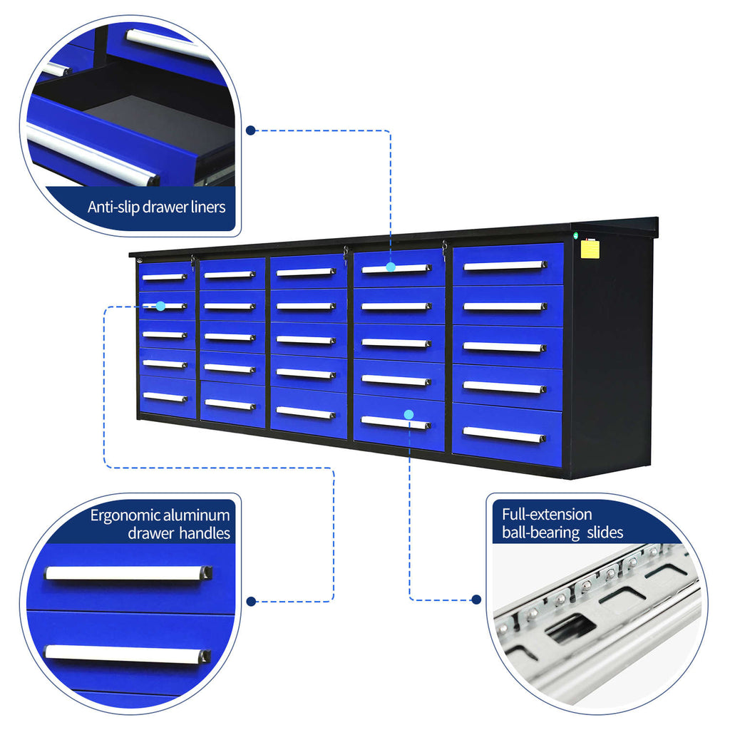 10 ft Heavy Duty Workbench with 25 Drawers