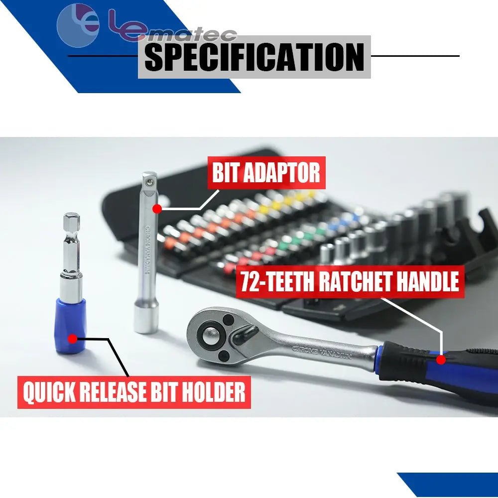 LE - RF237 37PCS 1/4" Drive Socket & Bit Set – Complete Kit - Veteran Powered