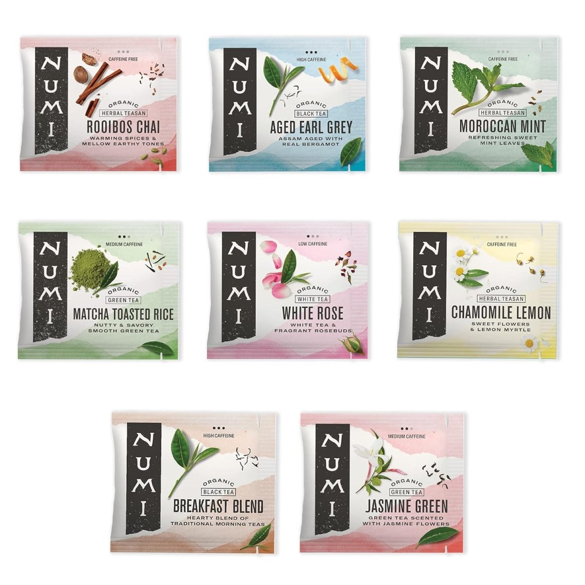 Numi Mini Tea Sampler – Organic Assorted Tea Sachets (8 Count)